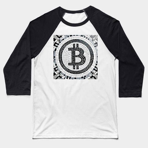 Mosaic of Wealth: The Bitcoin Enigma Baseball T-Shirt by heartyARTworks